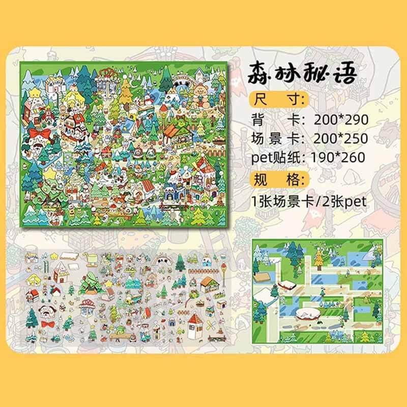 Sweetland Adventure DIY 3D Scene Stickers 3 Cute Miniature Scenes(L)