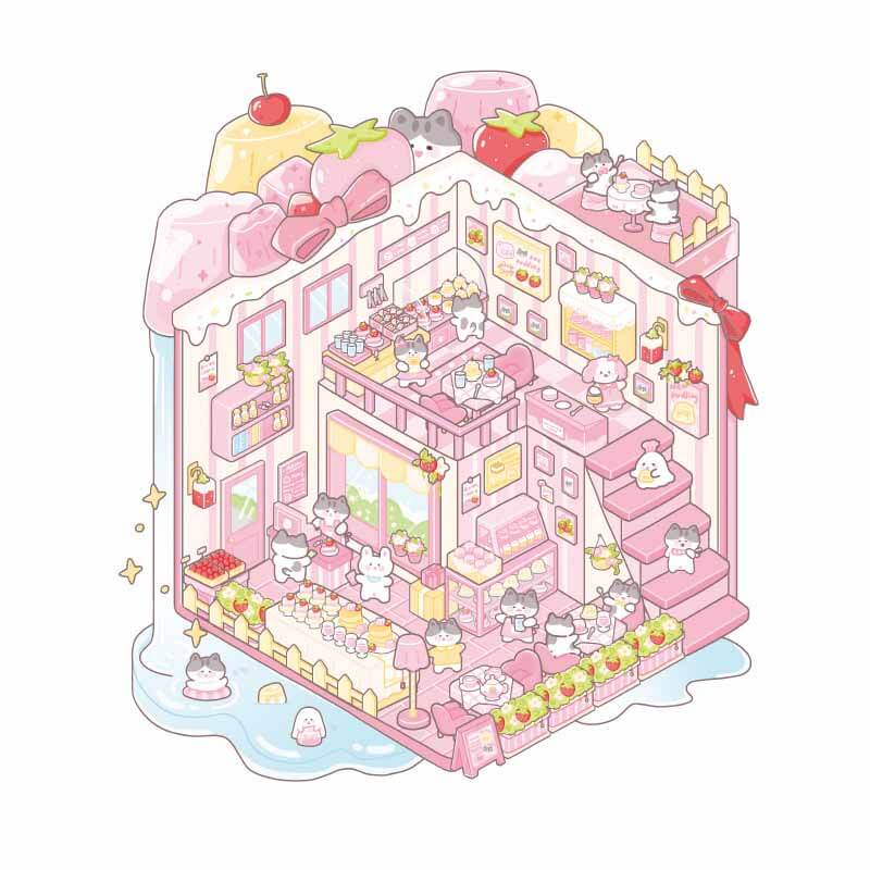 Sweetland Trio DIY 3D Scene Stickers 3 Cute Miniature Scenes(L)