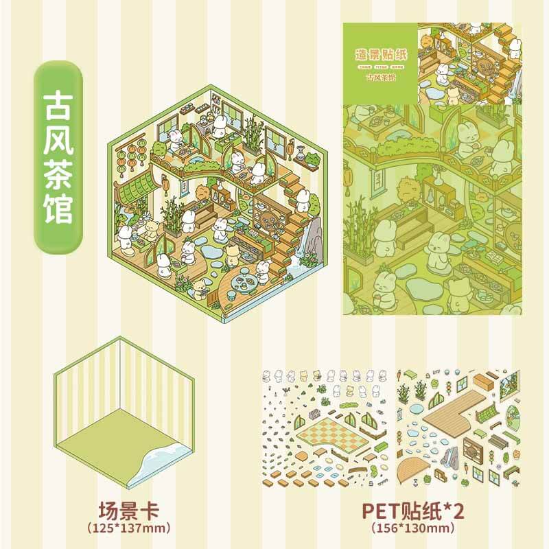 Tasty Towns DIY 3D Scene Stickers 4 Cute Miniature Scenes(S)