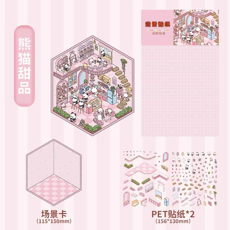Tasty Towns DIY 3D Scene Stickers 4 Cute Miniature Scenes(S)