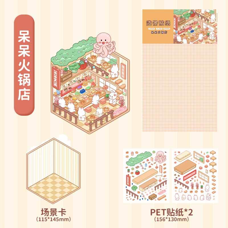 Tasty Towns DIY 3D Scene Stickers 4 Cute Miniature Scenes(S)