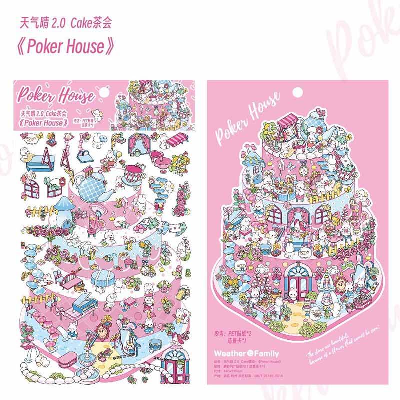 Tea Party DIY 3D Scene Stickers 4 Cute Miniature Scenes(M)