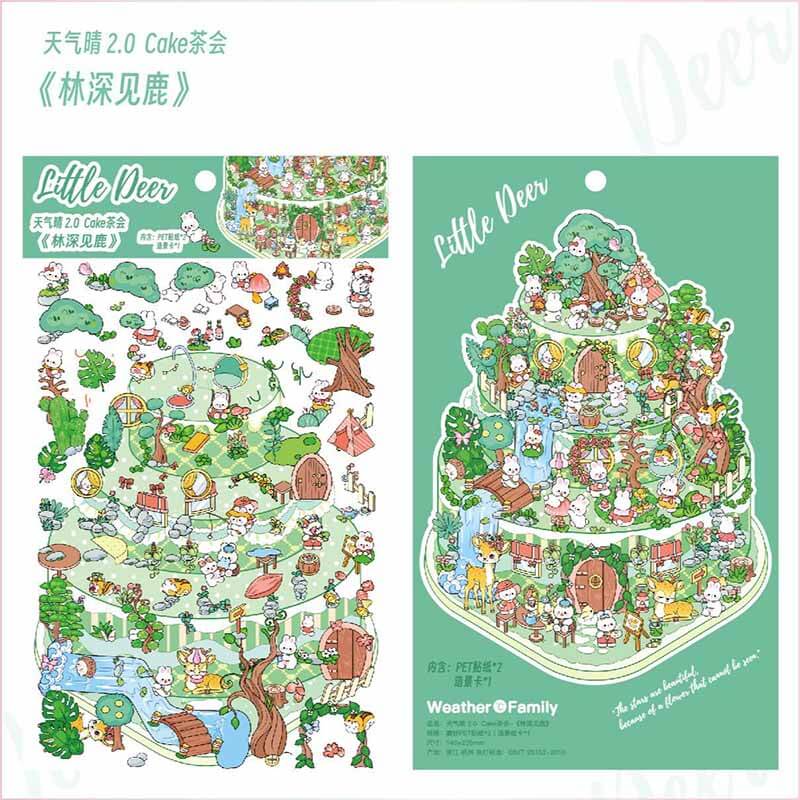 Tea Party DIY 3D Scene Stickers 4 Cute Miniature Scenes(M)