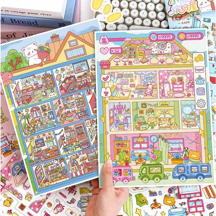 Teddy Wonderland DIY 3D Scene Stickers 2 Cute Miniature Scenes(L)
