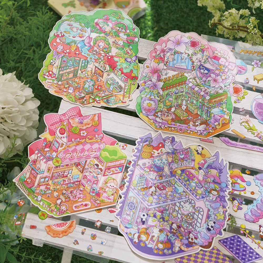 The Curious Bureau DIY 3D Scene Stickers 4 Cute Miniature Scenes(M)