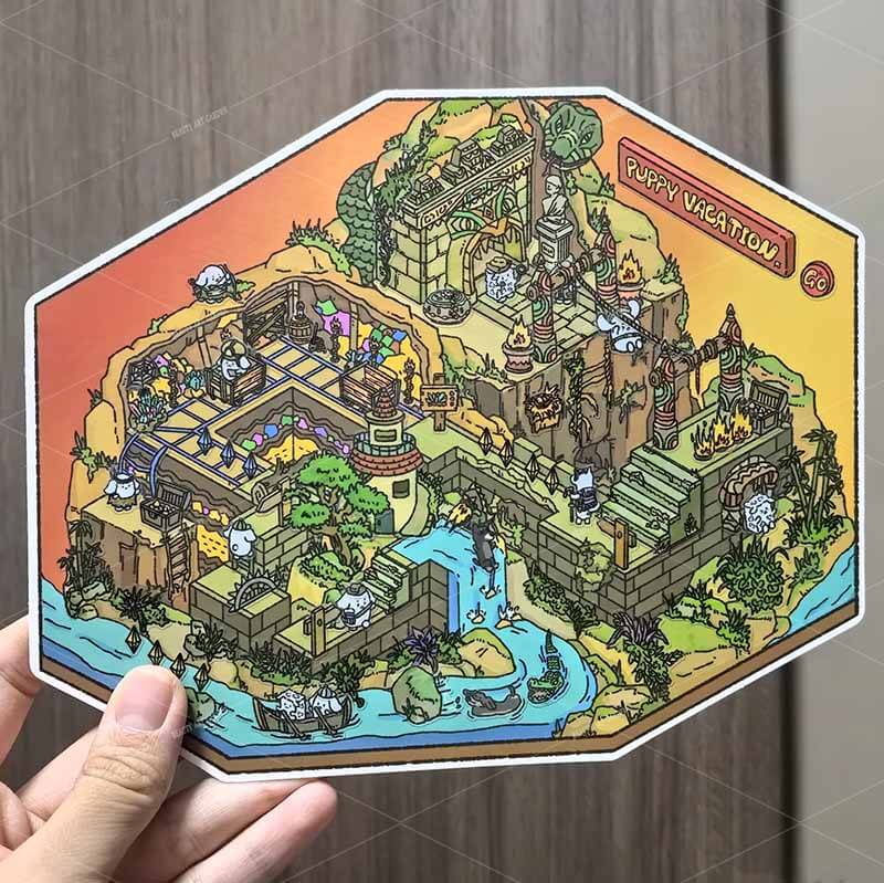 Puppy Vacation DIY 3D Scene Stickers 2 Cute Miniature Scenes(L)