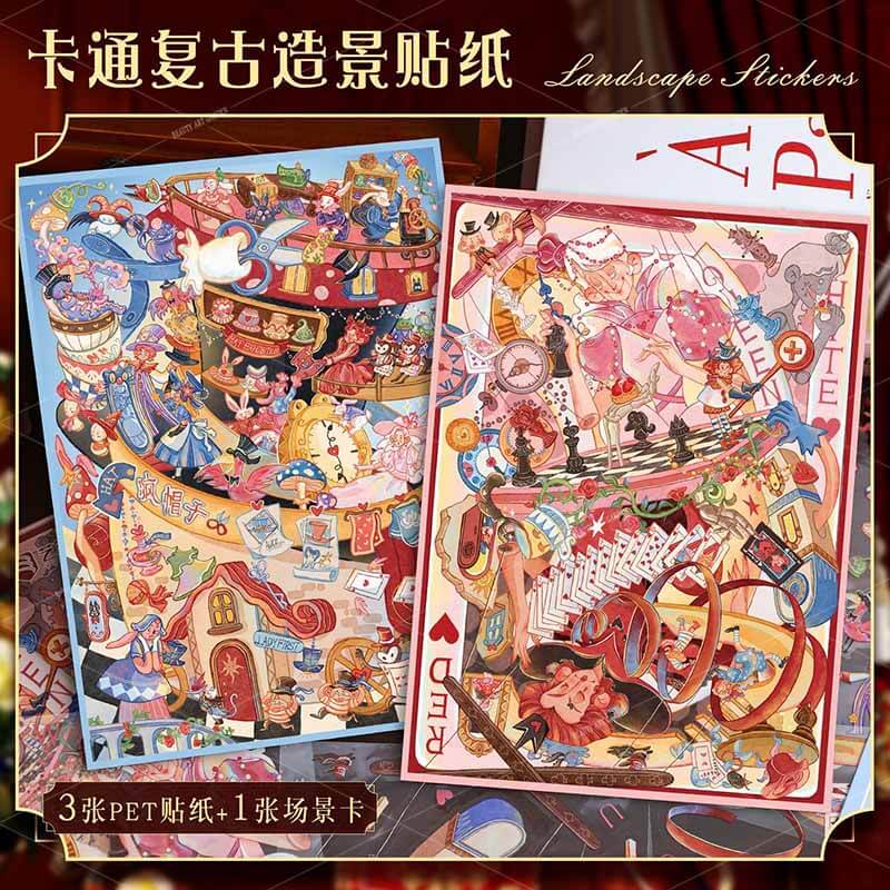 The Wonderland of Hats DIY 3D Scene Stickers 2 Cute Miniature Scenes(L)