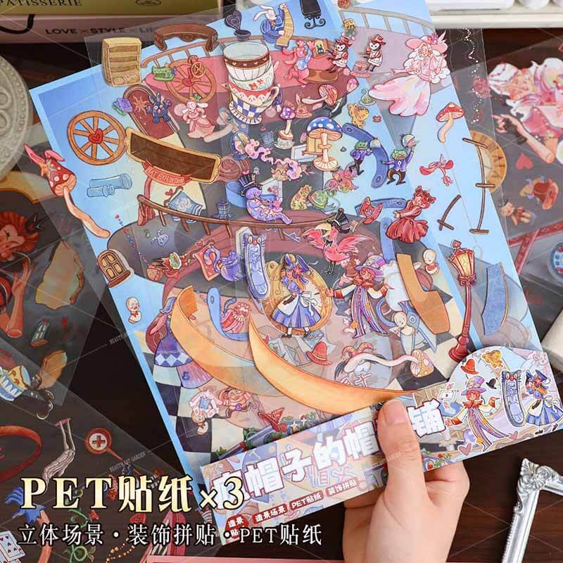 The Wonderland of Hats DIY 3D Scene Stickers 2 Cute Miniature Scenes(L)