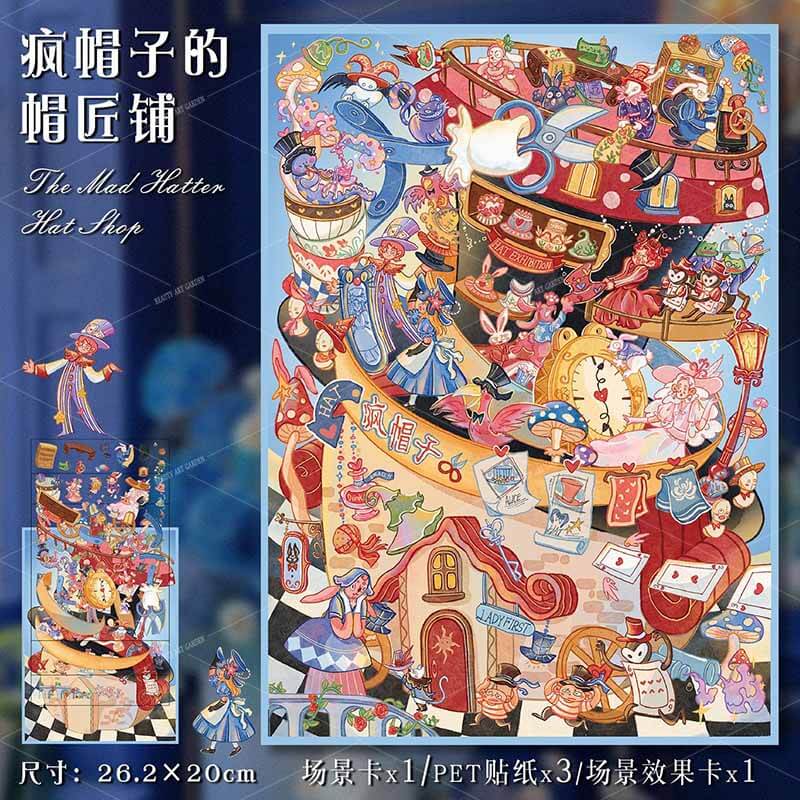 The Wonderland of Hats DIY 3D Scene Stickers 2 Cute Miniature Scenes(L)