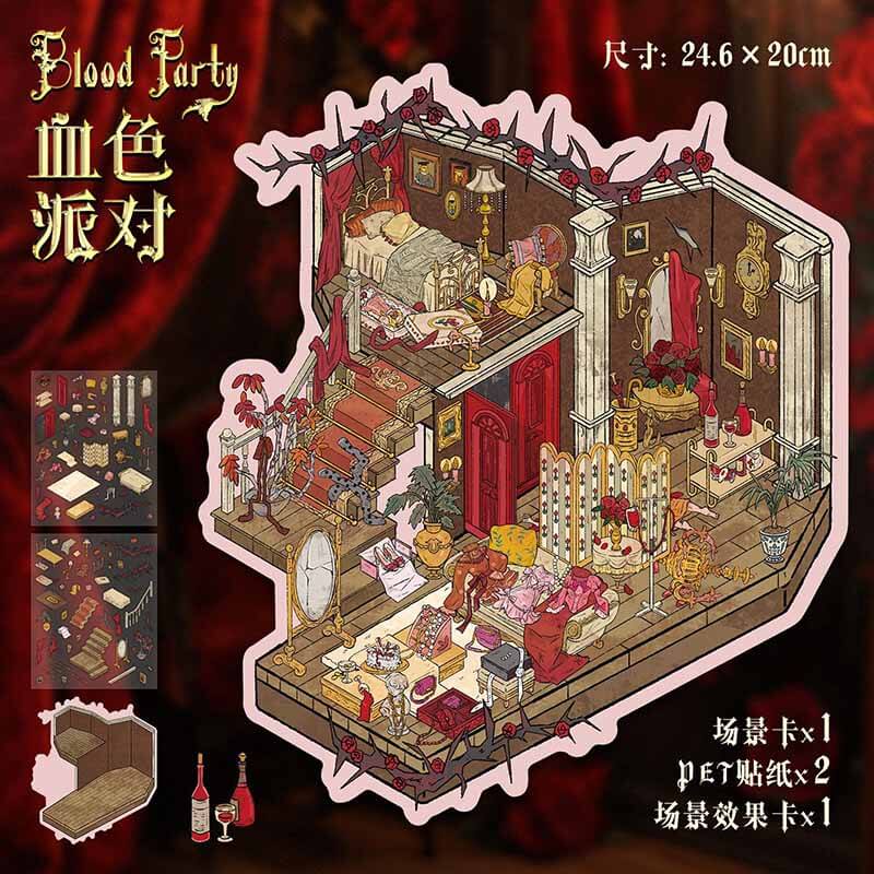 Theatrical Memories DIY 3D Scene Stickers 4 Cute Miniature Scenes (L)