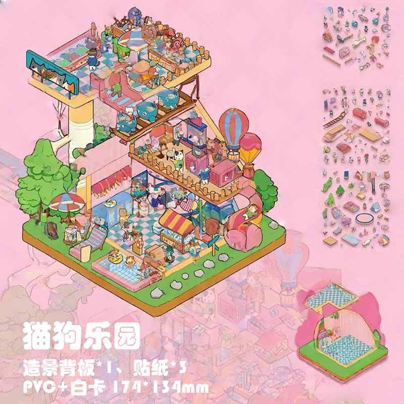 Thematic Corners DIY 3D Scene Stickers 4 Cute Miniature Scenes(S)