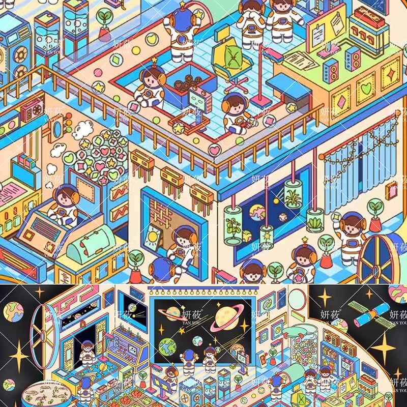 Tides & Stars DIY 3D Scene Stickers 3 Cute Miniature Scenes(XL)
