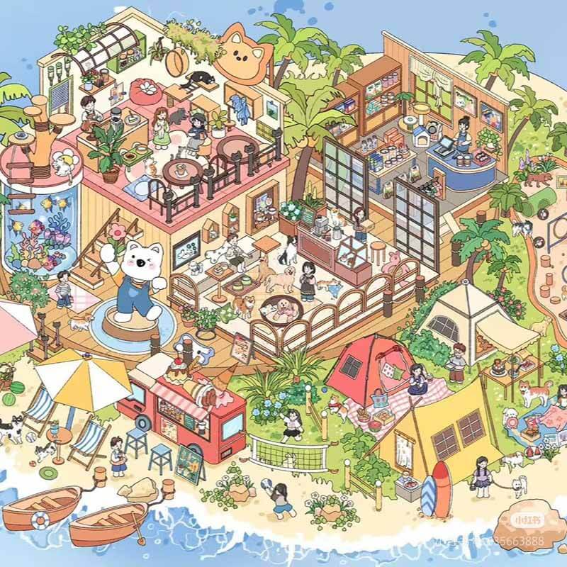 Tides & Stars DIY 3D Scene Stickers 3 Cute Miniature Scenes(XL)