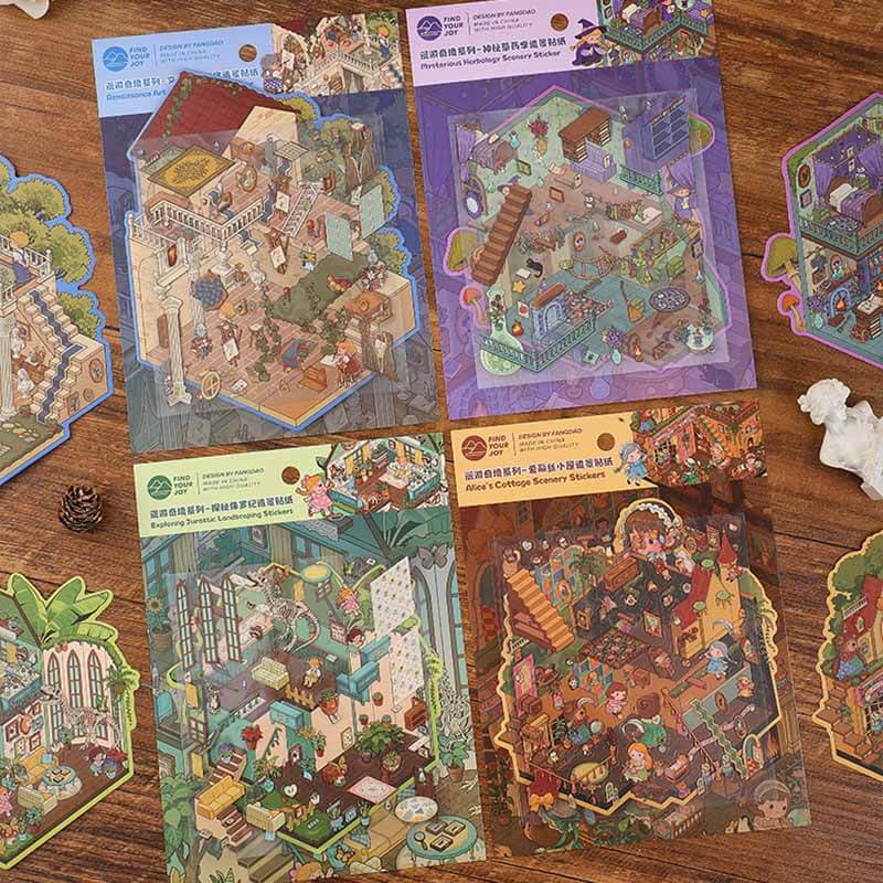 Time-Travel Tales DIY 3D Scene Stickers 4 Cute Miniature Scenes(L)