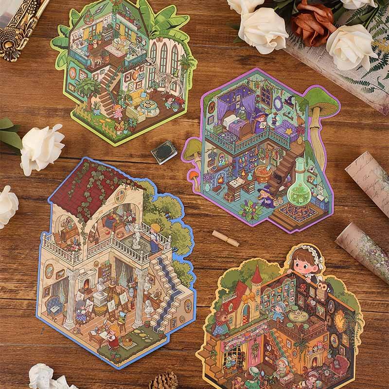 Time-Travel Tales DIY 3D Scene Stickers 4 Cute Miniature Scenes(L)
