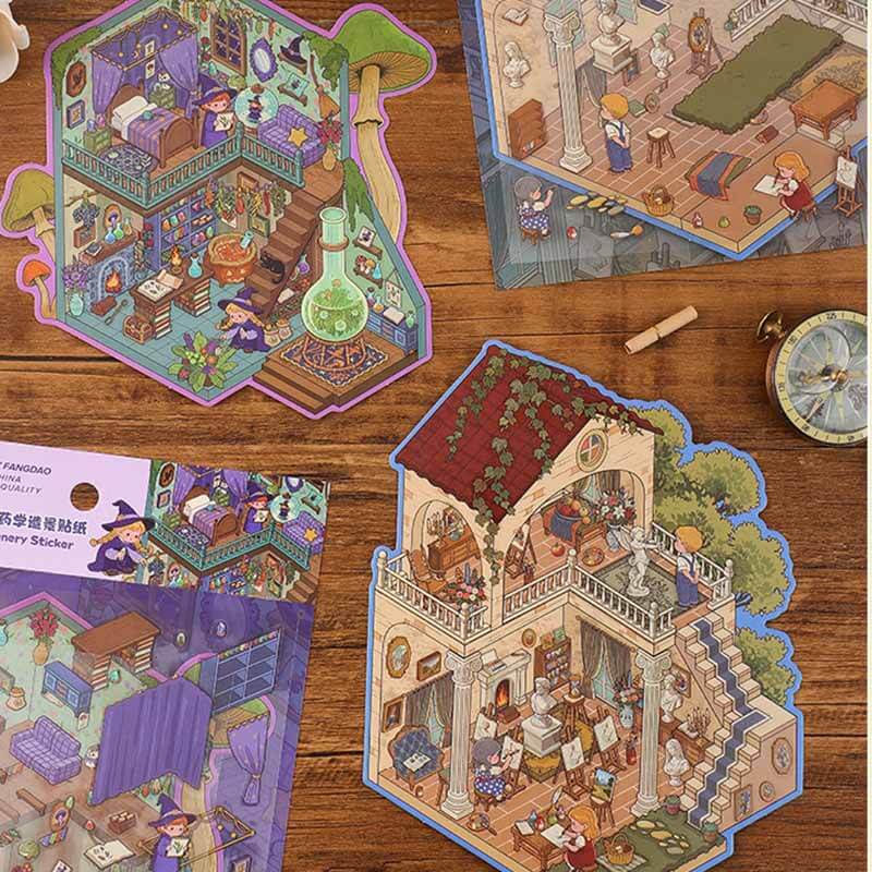 Time-Travel Tales DIY 3D Scene Stickers 4 Cute Miniature Scenes(L)