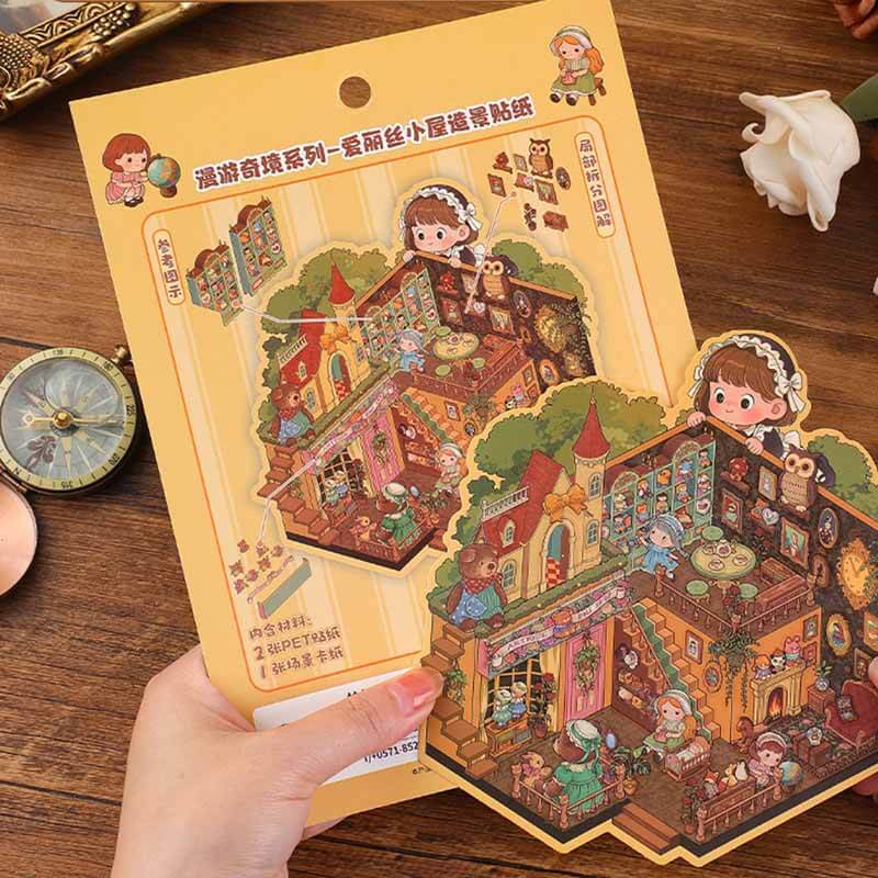 Time-Travel Tales DIY 3D Scene Stickers 4 Cute Miniature Scenes(L)