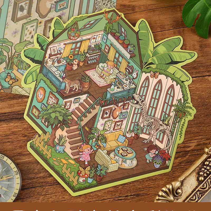 Time-Travel Tales DIY 3D Scene Stickers 4 Cute Miniature Scenes(L)
