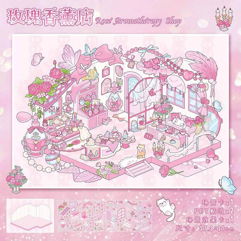 Timeless Treasure DIY 3D Scene Stickers 4 Cute Miniature Scenes(L)