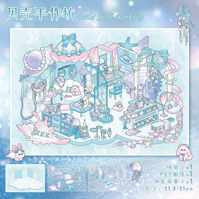 Timeless Treasure DIY 3D Scene Stickers 4 Cute Miniature Scenes(L)