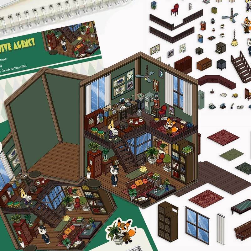 Tiny Tales World DIY 3D Scene Stickers 4 Cute Miniature Scenes(S)