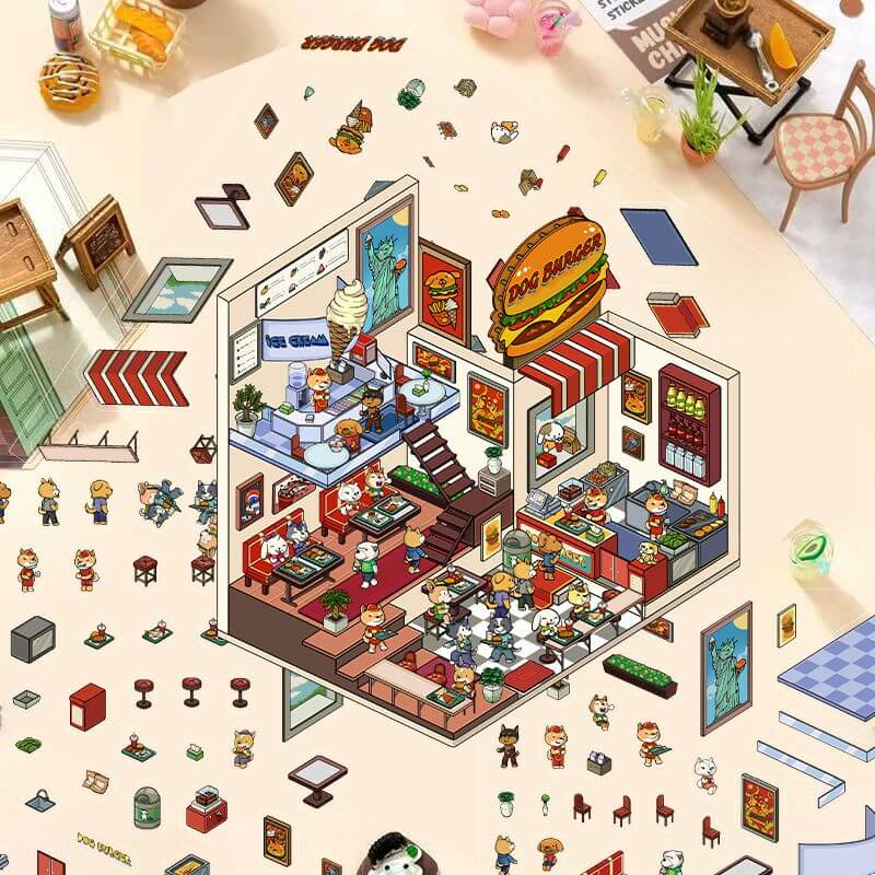 Tiny Tales World 3D Scene Stickers 4 Cute Miniature Scenes