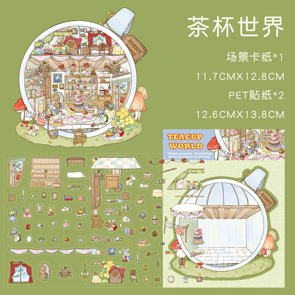 Tiny Tales World DIY 3D Scene Stickers 4 Cute Miniature Scenes(S)