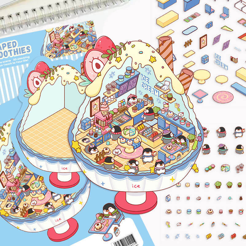 Tiny Tales World DIY 3D Scene Stickers 4 Cute Miniature Scenes(S)