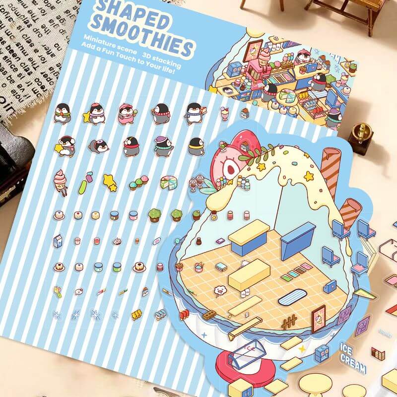 Tiny Tales World DIY 3D Scene Stickers 4 Cute Miniature Scenes(S)