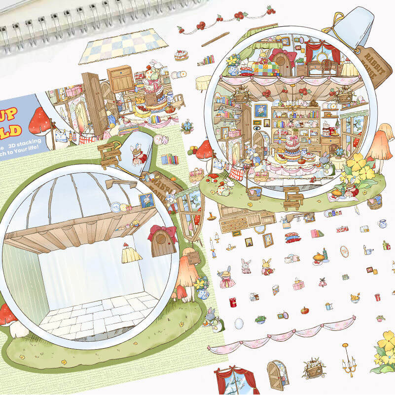 Tiny Tales World DIY 3D Scene Stickers 4 Cute Miniature Scenes(S)