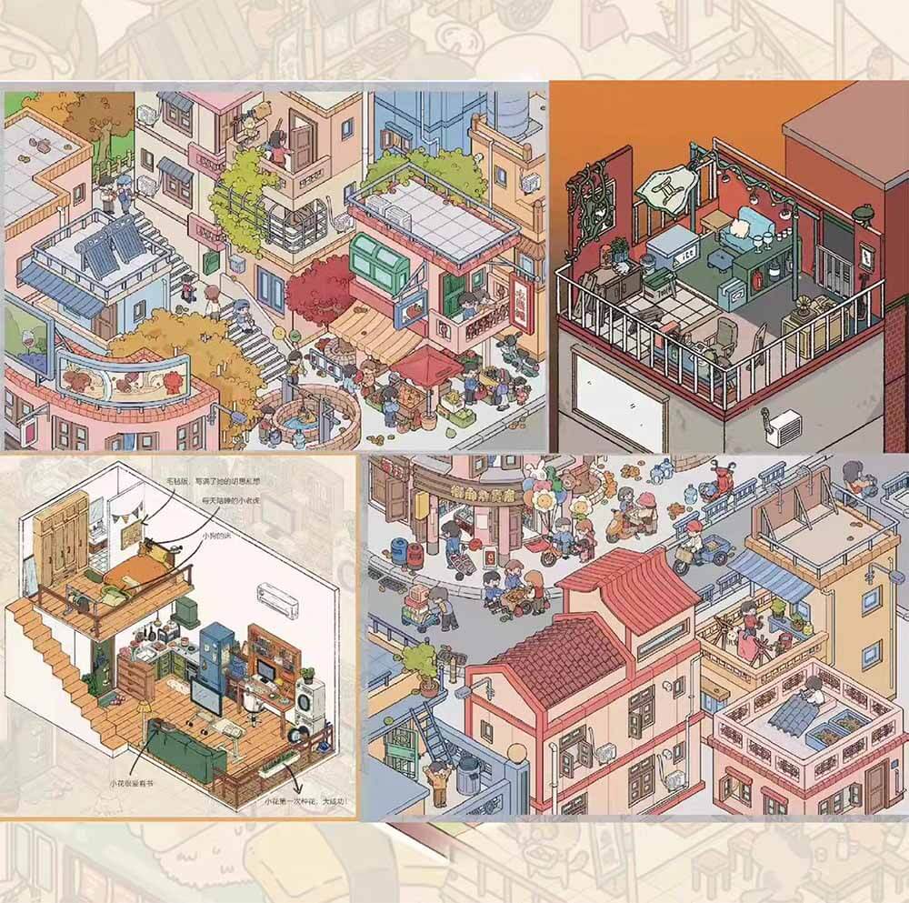 Tiny Town Tales DIY 3D Scene Stickers 4 Cute Miniature Scenes(M)