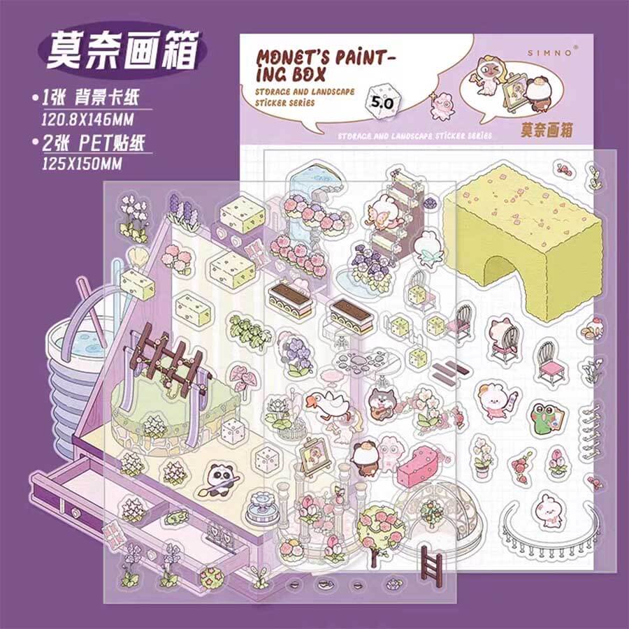 Autocollants 3D DIY Boule de Cristal - 4 Scènes Miniatures Adorables