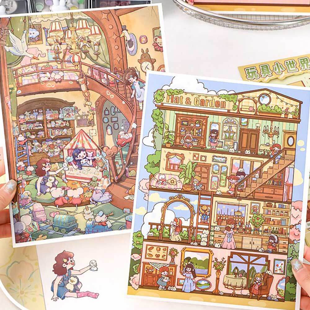 Toyland Reverie DIY 3D Scene Stickers 2 Cute Miniature Scenes(L)