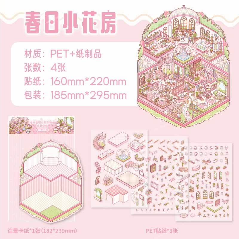 Tranquil Paradise DIY 3D Scene Stickers 3 Cute Miniature Scenes