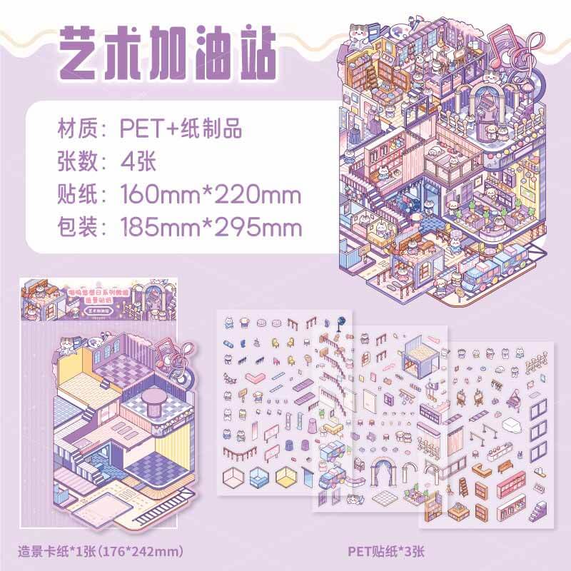 Tranquil Paradise DIY 3D Scene Stickers 3 Cute Miniature Scenes
