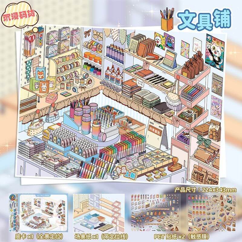 Treasure Shelf DIY 3D Scene Stickers 4 Cute Scenes(L)