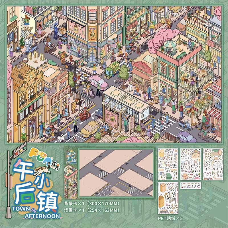 Trendy Town DIY 3D Scene Stickers 2 Cute Miniature Scenes(XL)