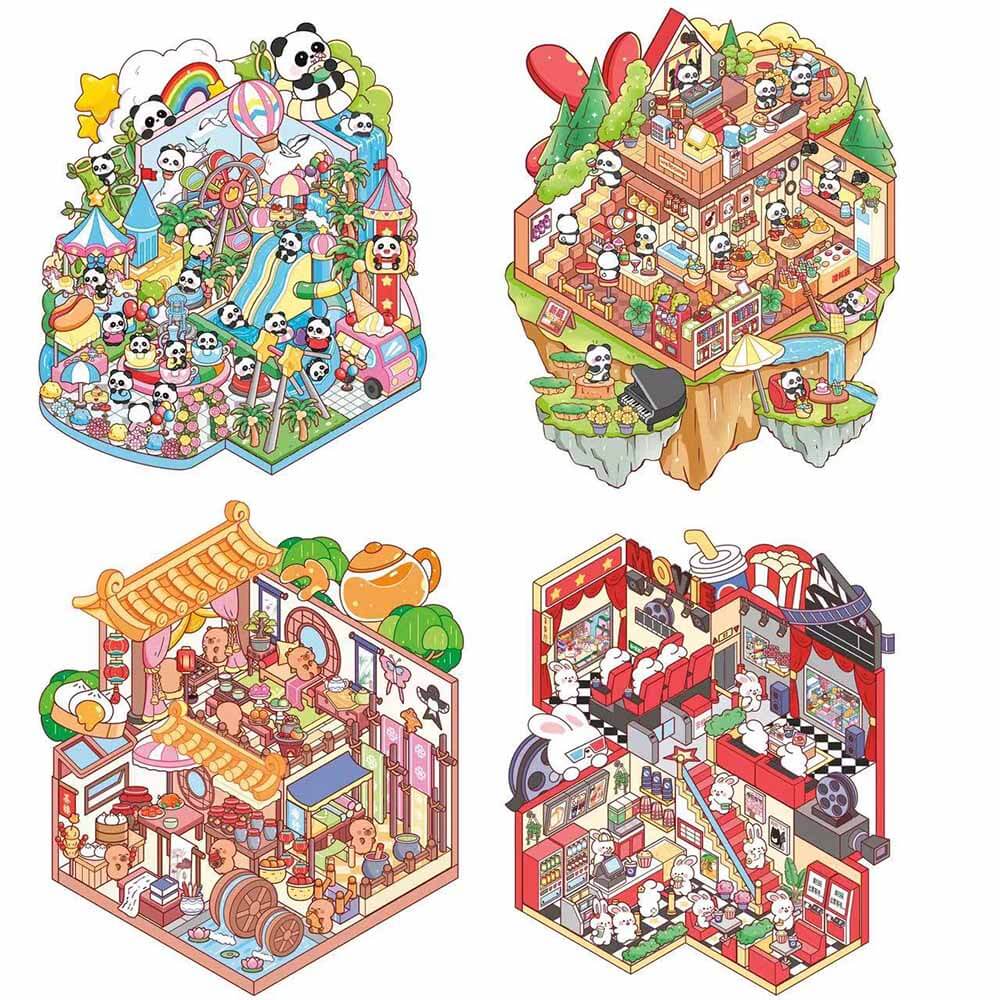 Urban Adventures DIY 3D Scene Stickers 4 Cute Miniature Scenes(S)