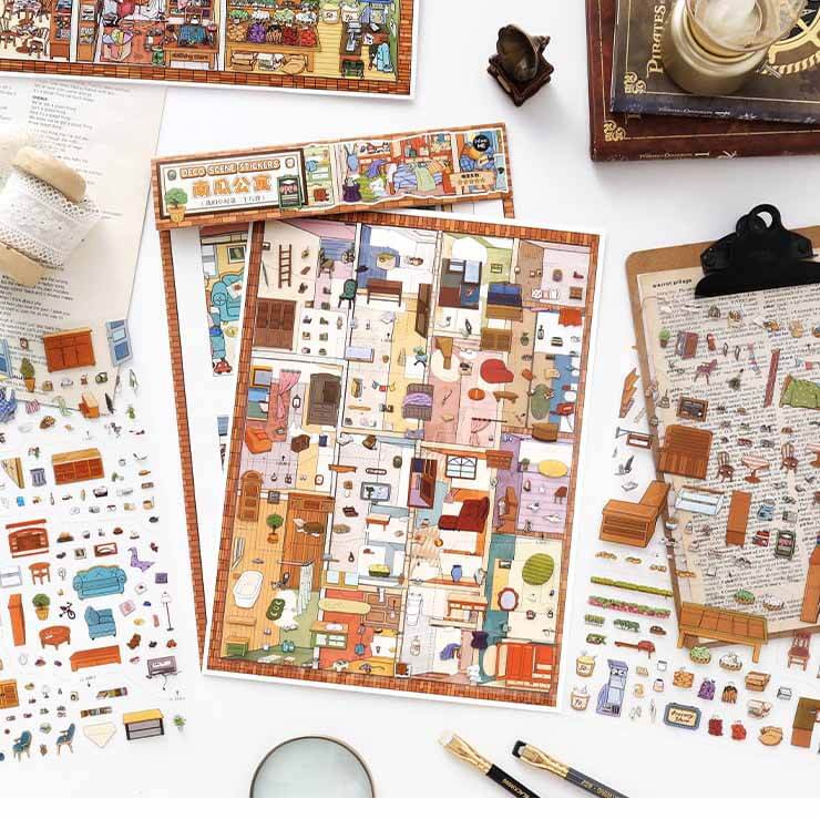 Urban Bites DIY 3D Scene Stickers 2 Cute Miniature Scenes(L)