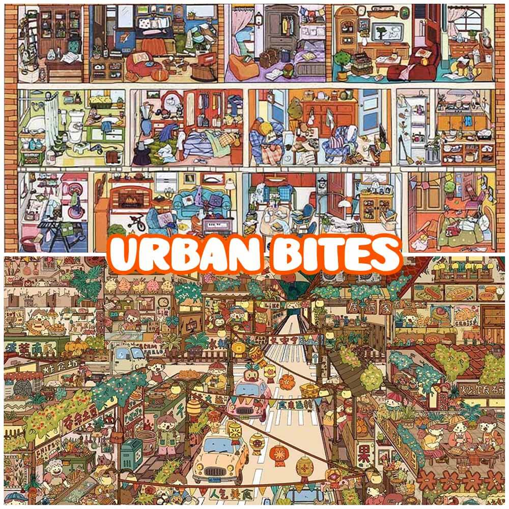 Urban Bites DIY 3D Scene Stickers 2 Cute Miniature Scenes(L)