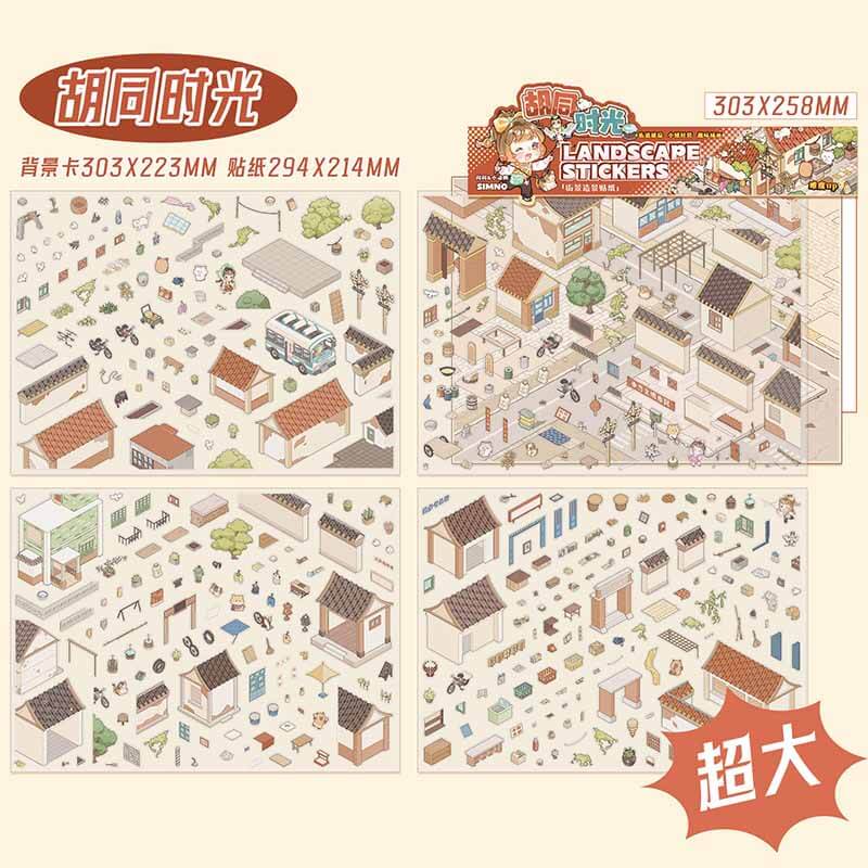 Urban Charm DIY 3D Scene Stickers 2 Cute Miniature Scenes(L)