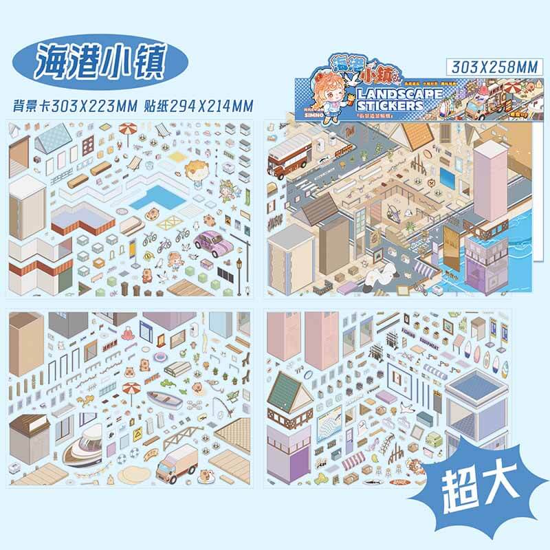 Urban Charm DIY 3D Scene Stickers 2 Cute Miniature Scenes(L)