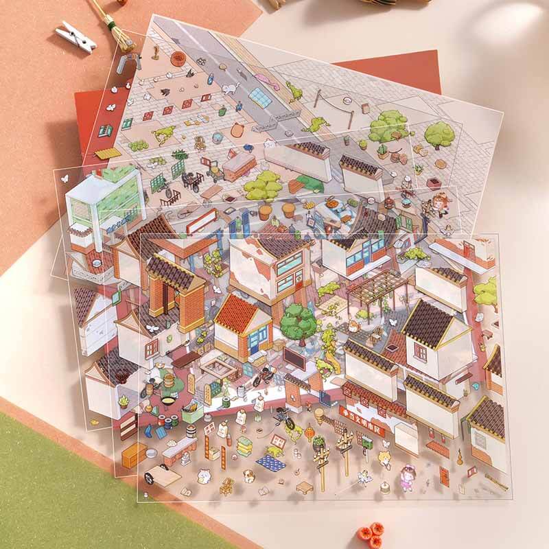 Urban Charm DIY 3D Scene Stickers 2 Cute Miniature Scenes(L)