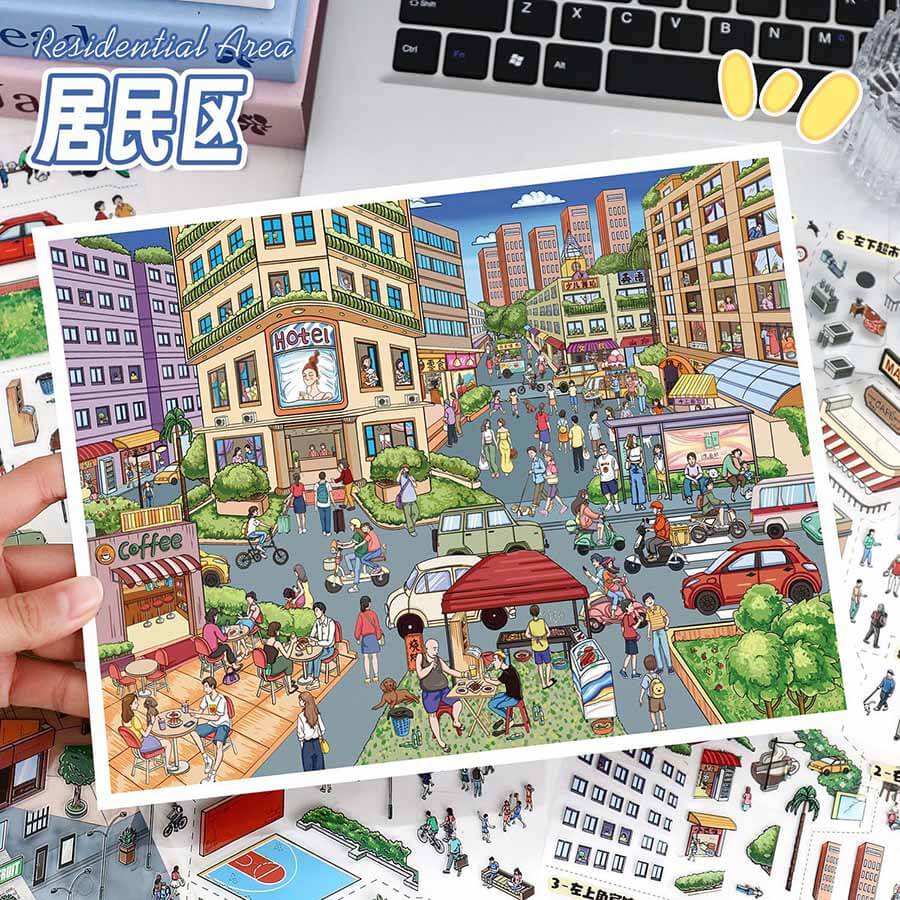 Urban Days DIY 3D Scene Stickers 2 Cute Miniature Scenes(L)