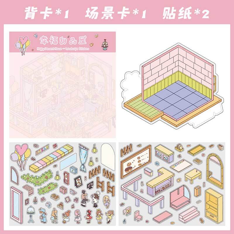 Urban Escapes DIY 3D Scene Stickers 4 Cute Miniature Scenes(M)