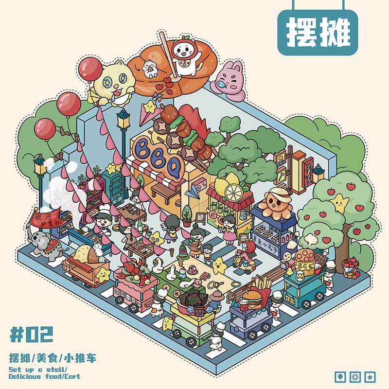 Urban Escapes DIY 3D Scene Stickers 4 Cute Miniature Scenes(M)