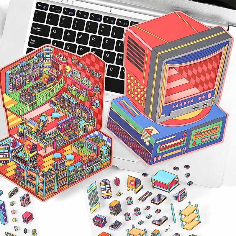 Urban Play District DIY 3D Scene Stickers 4 Cute Miniature Scenes(L)