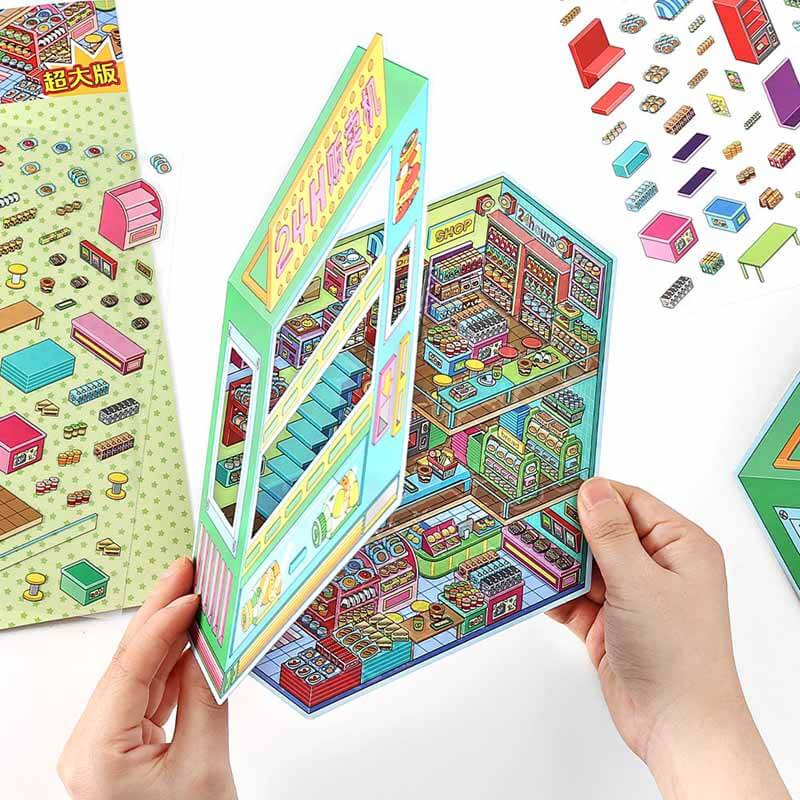 Urban Play District DIY 3D Scene Stickers 4 Cute Miniature Scenes(L)