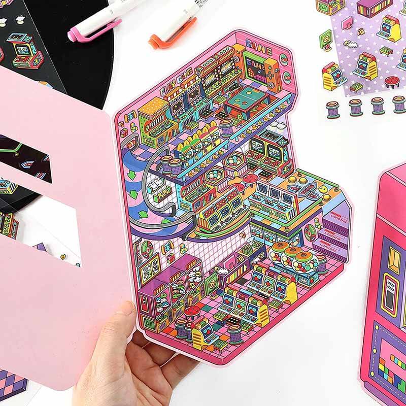 Urban Play District DIY 3D Scene Stickers 4 Cute Miniature Scenes(L)