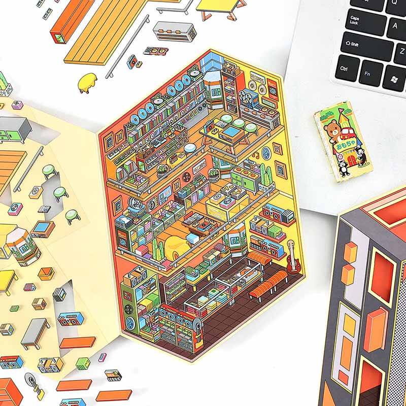 Urban Play District DIY 3D Scene Stickers 4 Cute Miniature Scenes(L)
